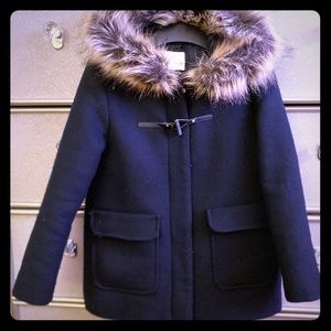 Zara girls hooded fur jacket